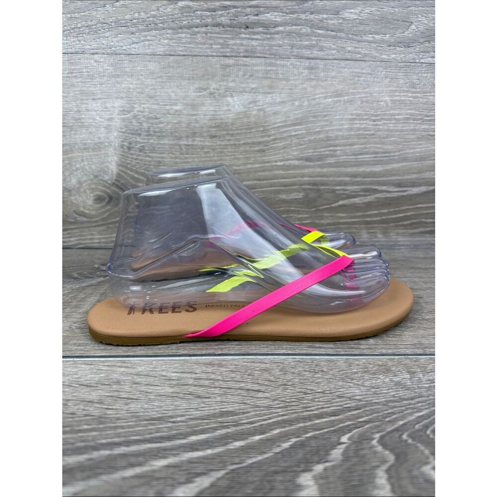 Tkees Mixed Palette Womens Sz 8/EU 39 Pink Citrus Leather Thong Flip Flop Sandal